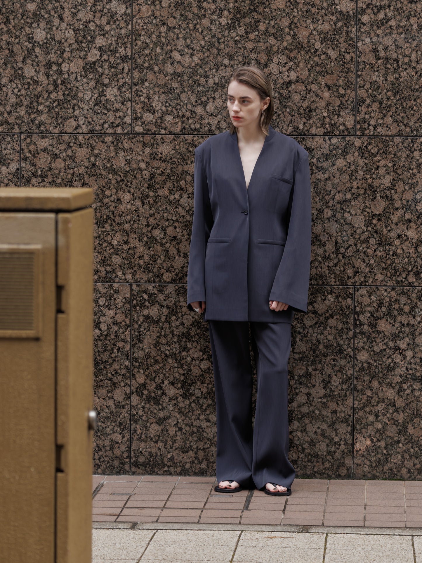 collarless jacket Vol.5 - navy
