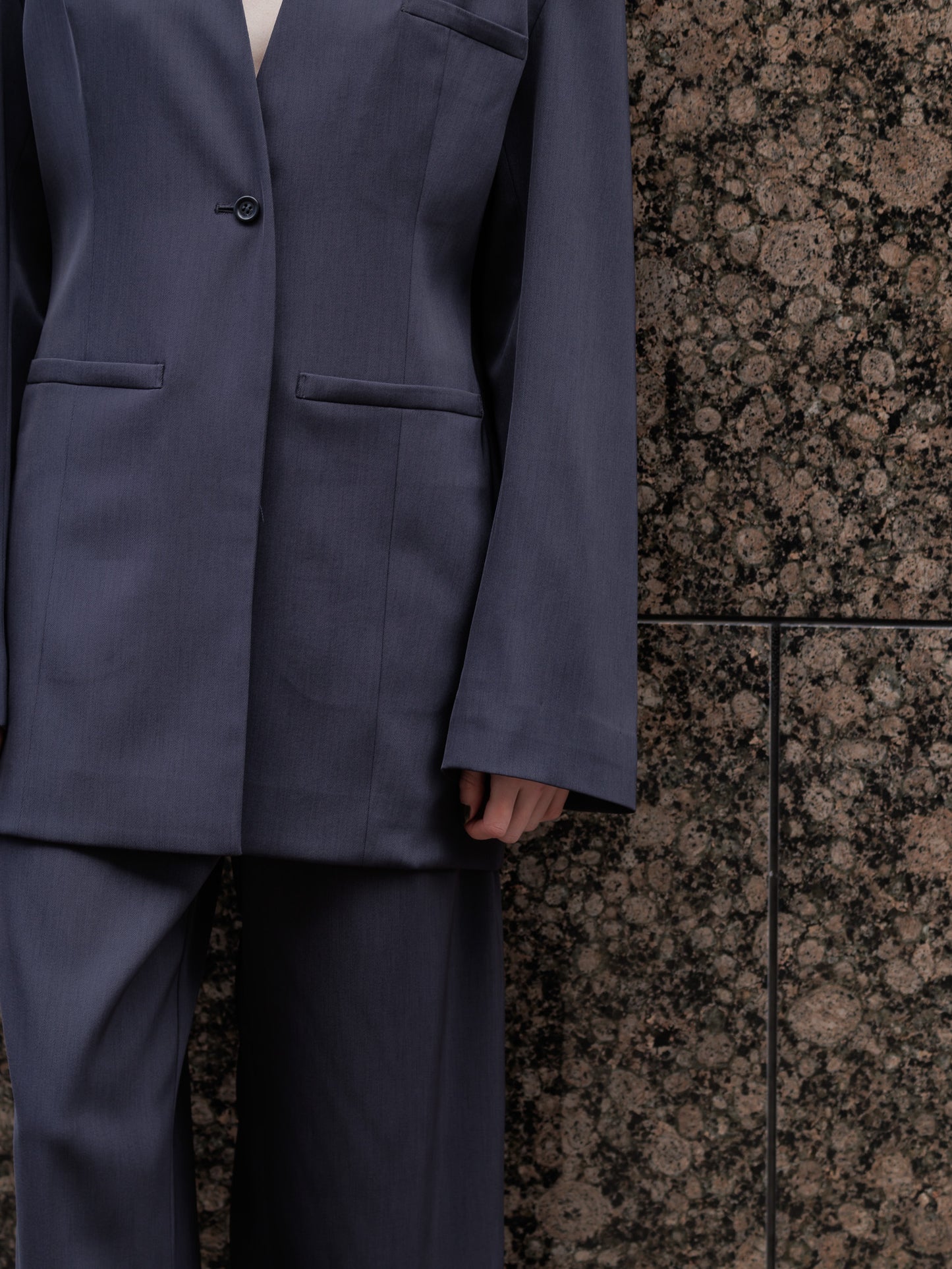 collarless jacket Vol.5 - navy