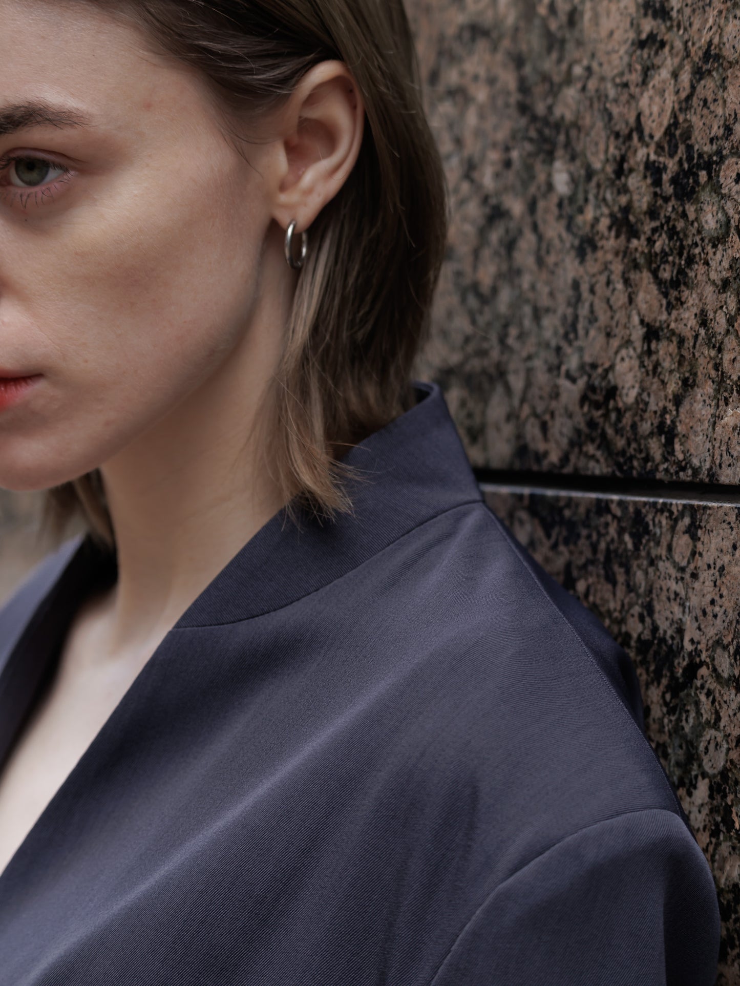 collarless jacket Vol.5 - navy