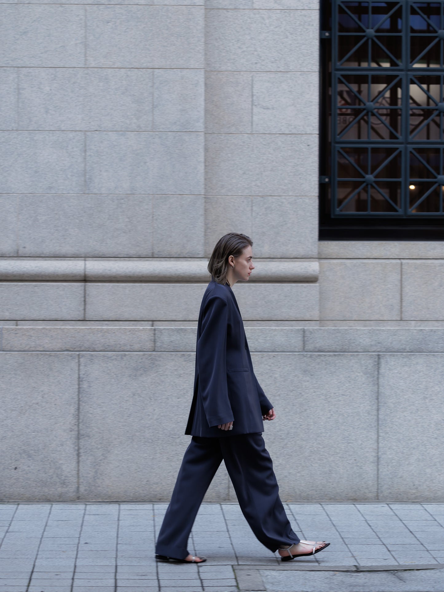 relax slacks pants - navy