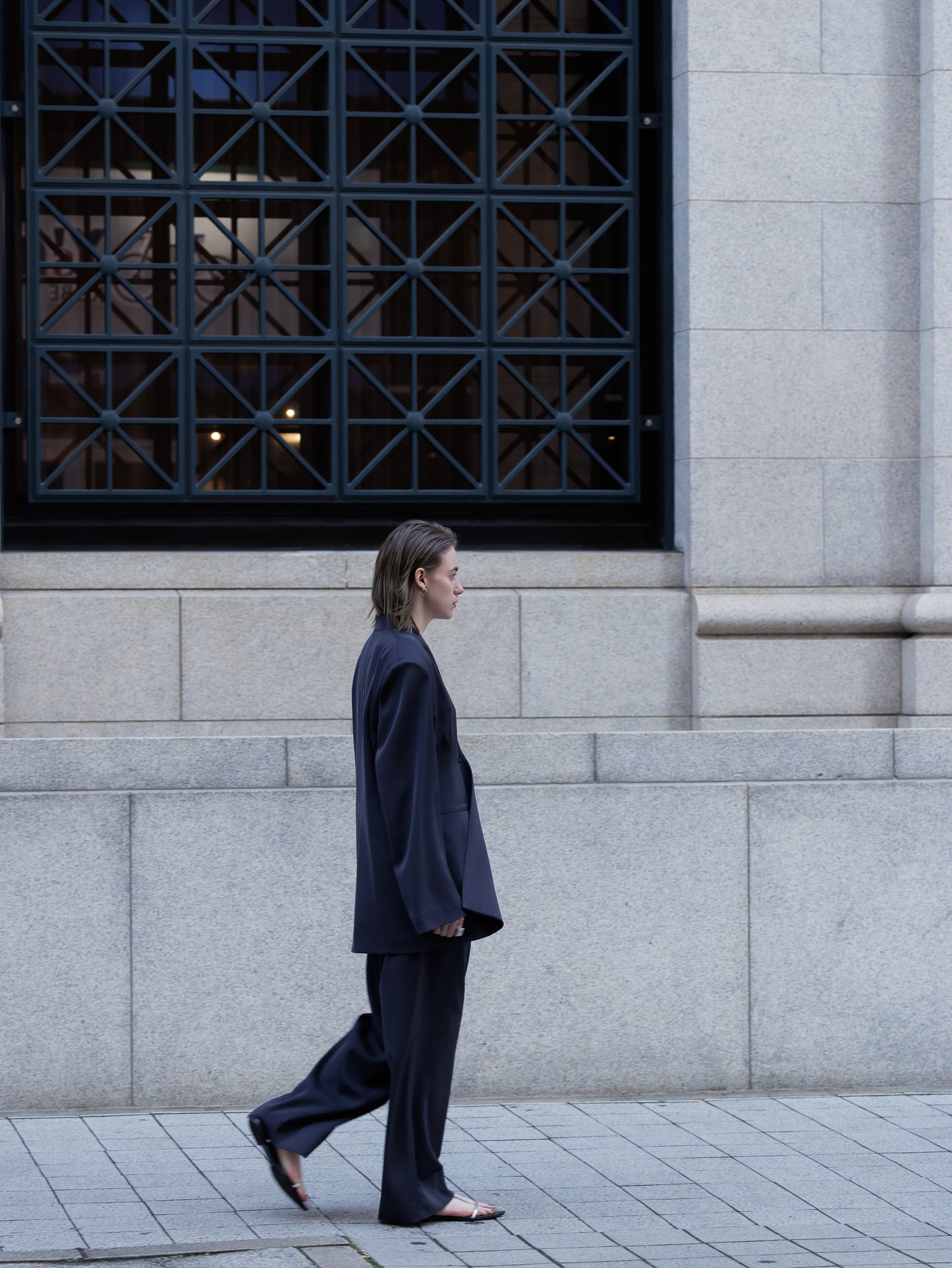 relax slacks pants - navy