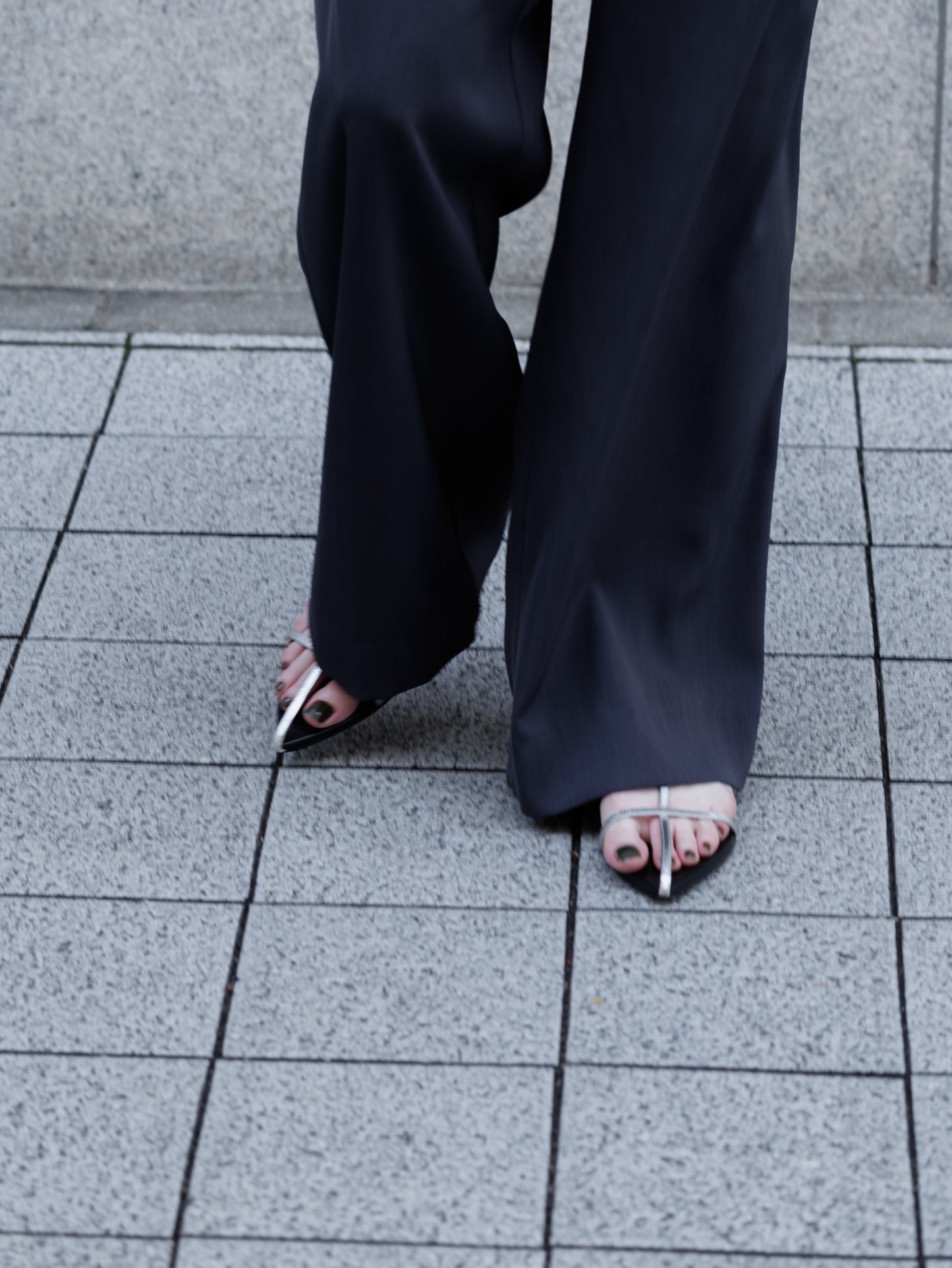 relax slacks pants - navy