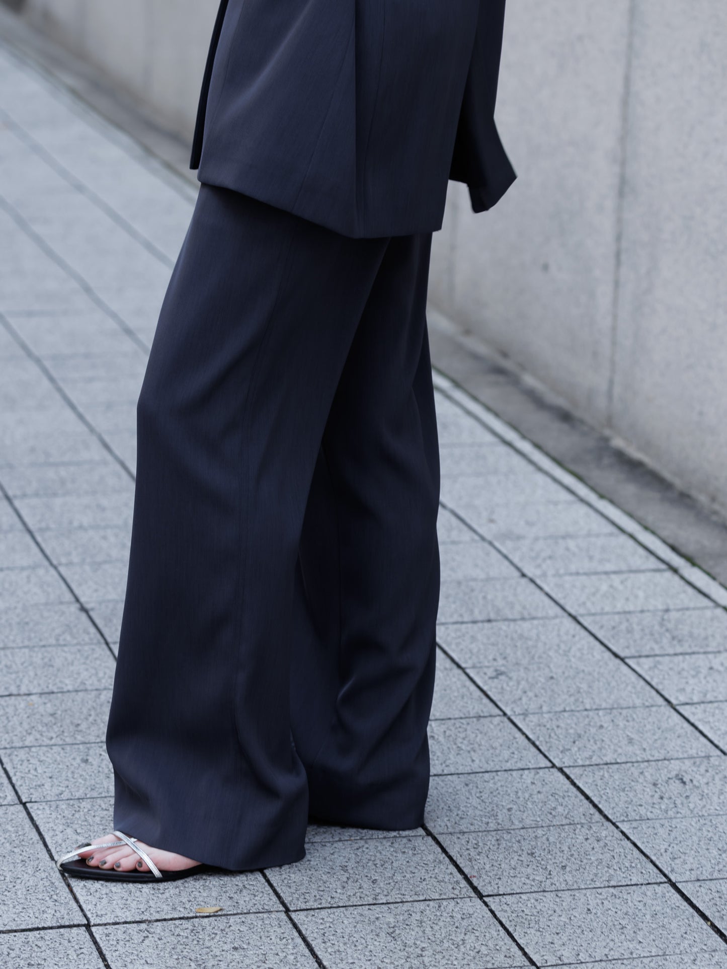 relax slacks pants - navy