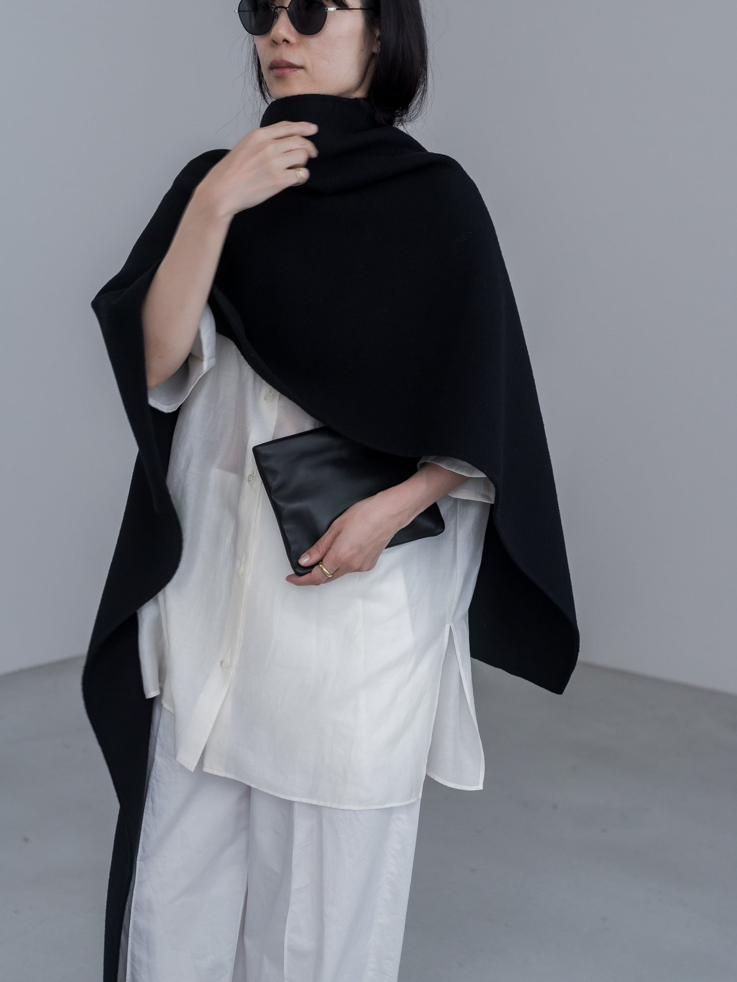 【pre order】throw shawl coat - black