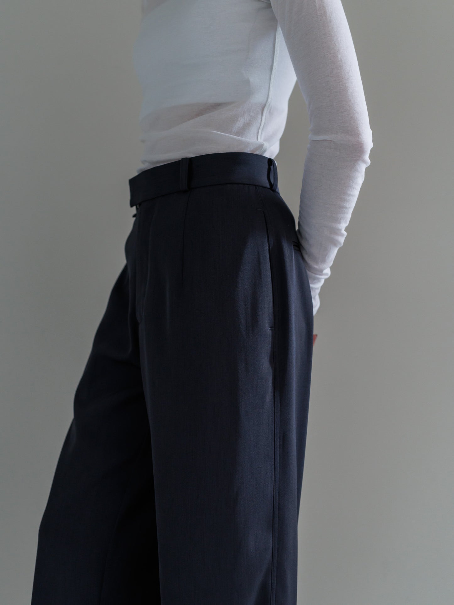 relax slacks pants - navy