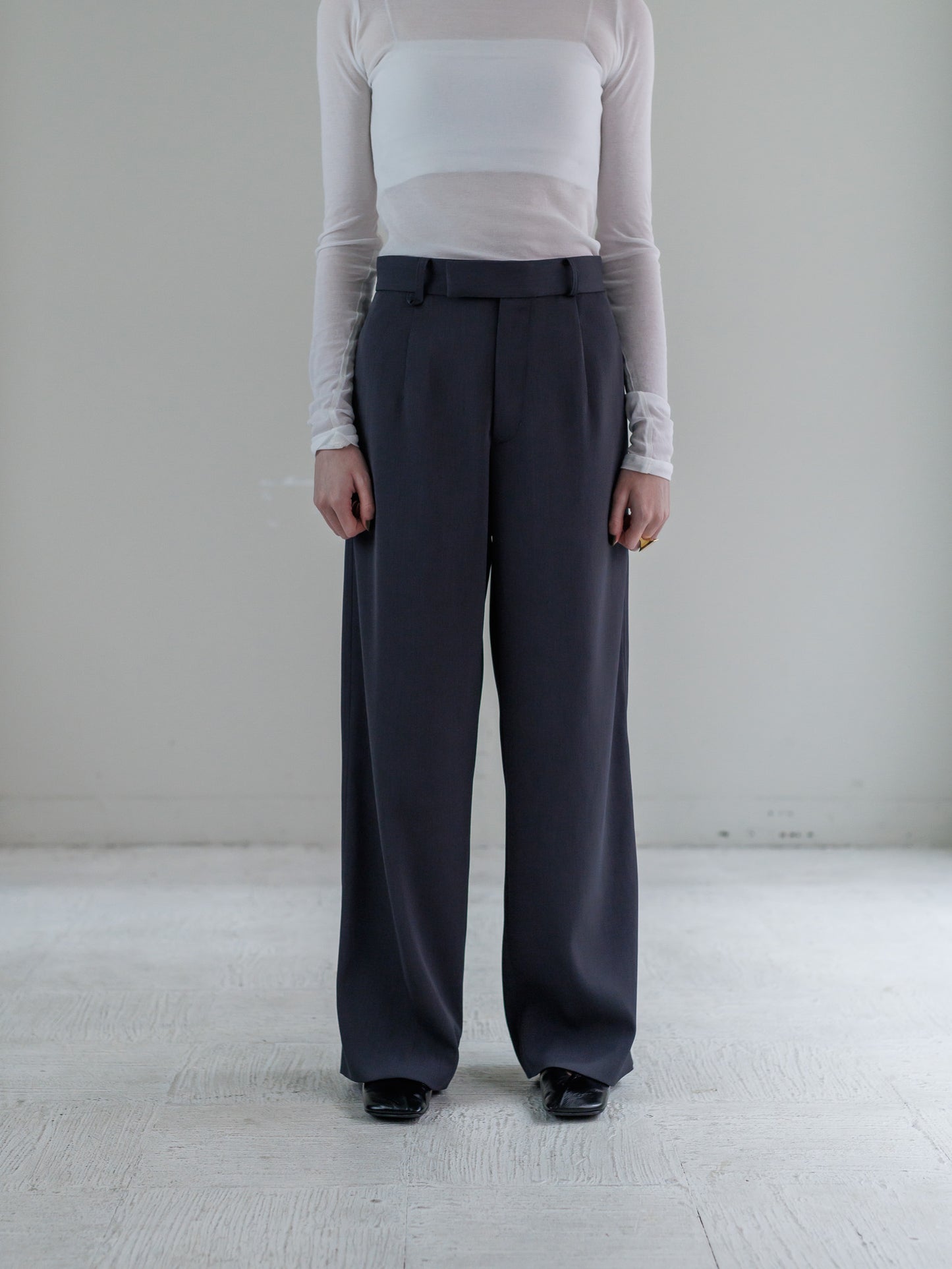 relax slacks pants - navy