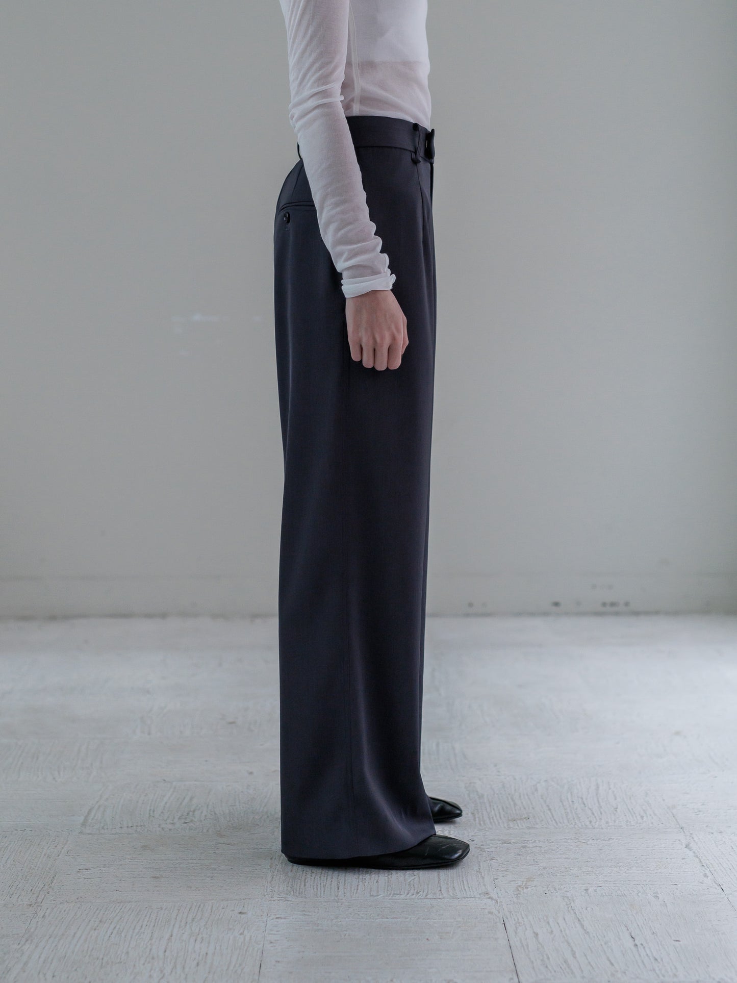 relax slacks pants - navy