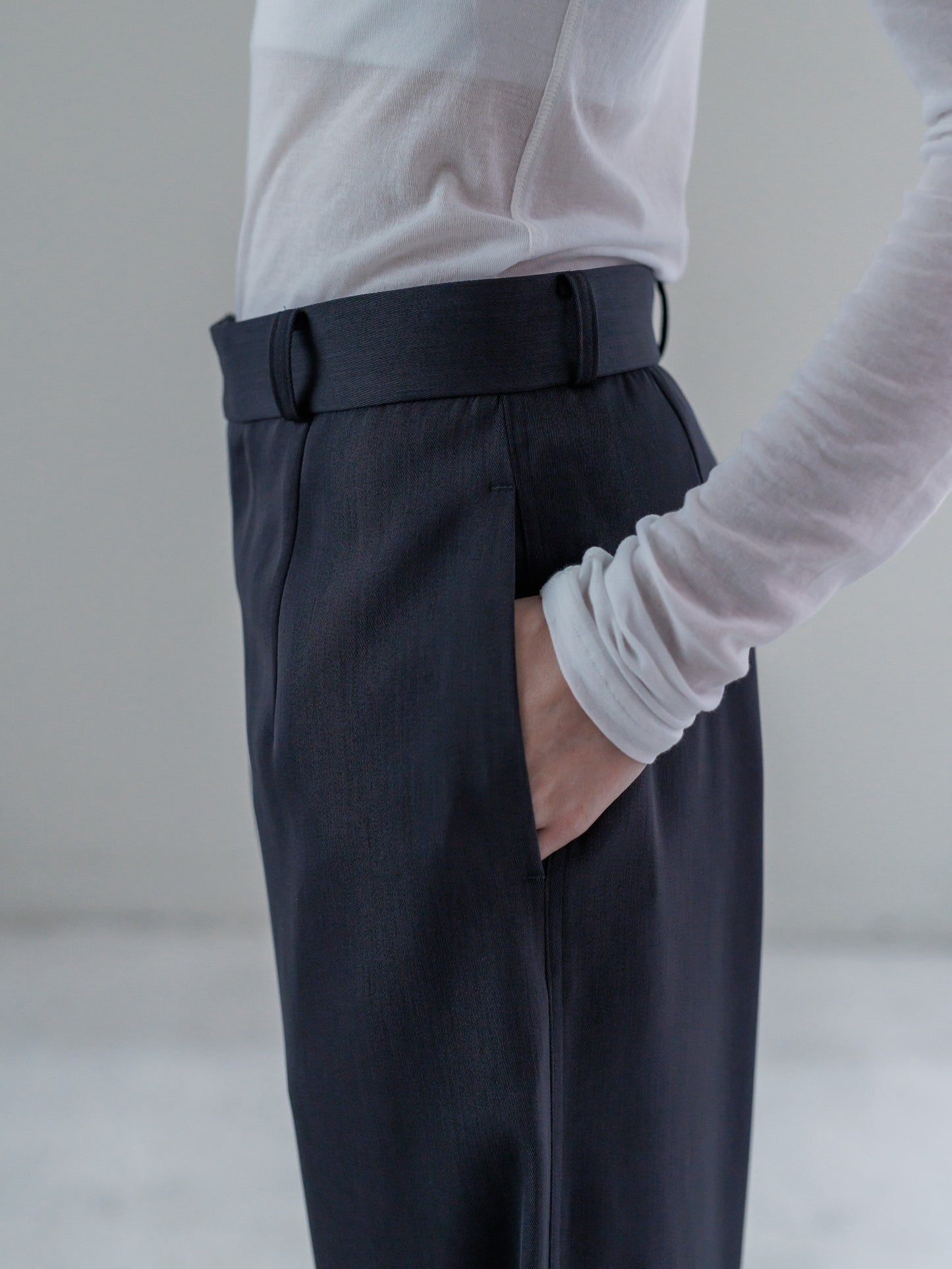 relax slacks pants - navy