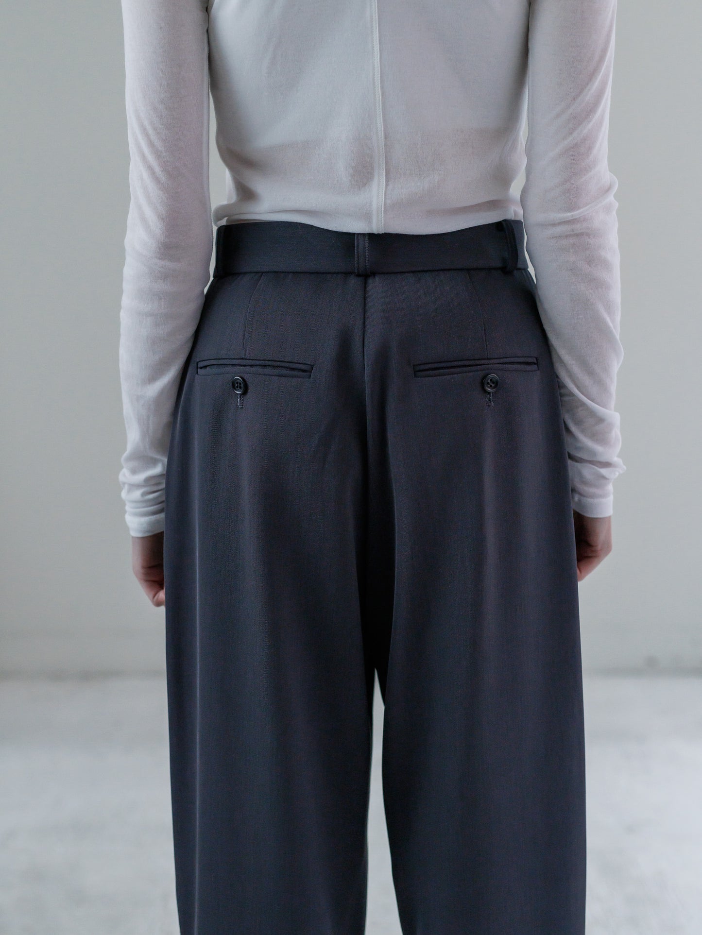 relax slacks pants - navy