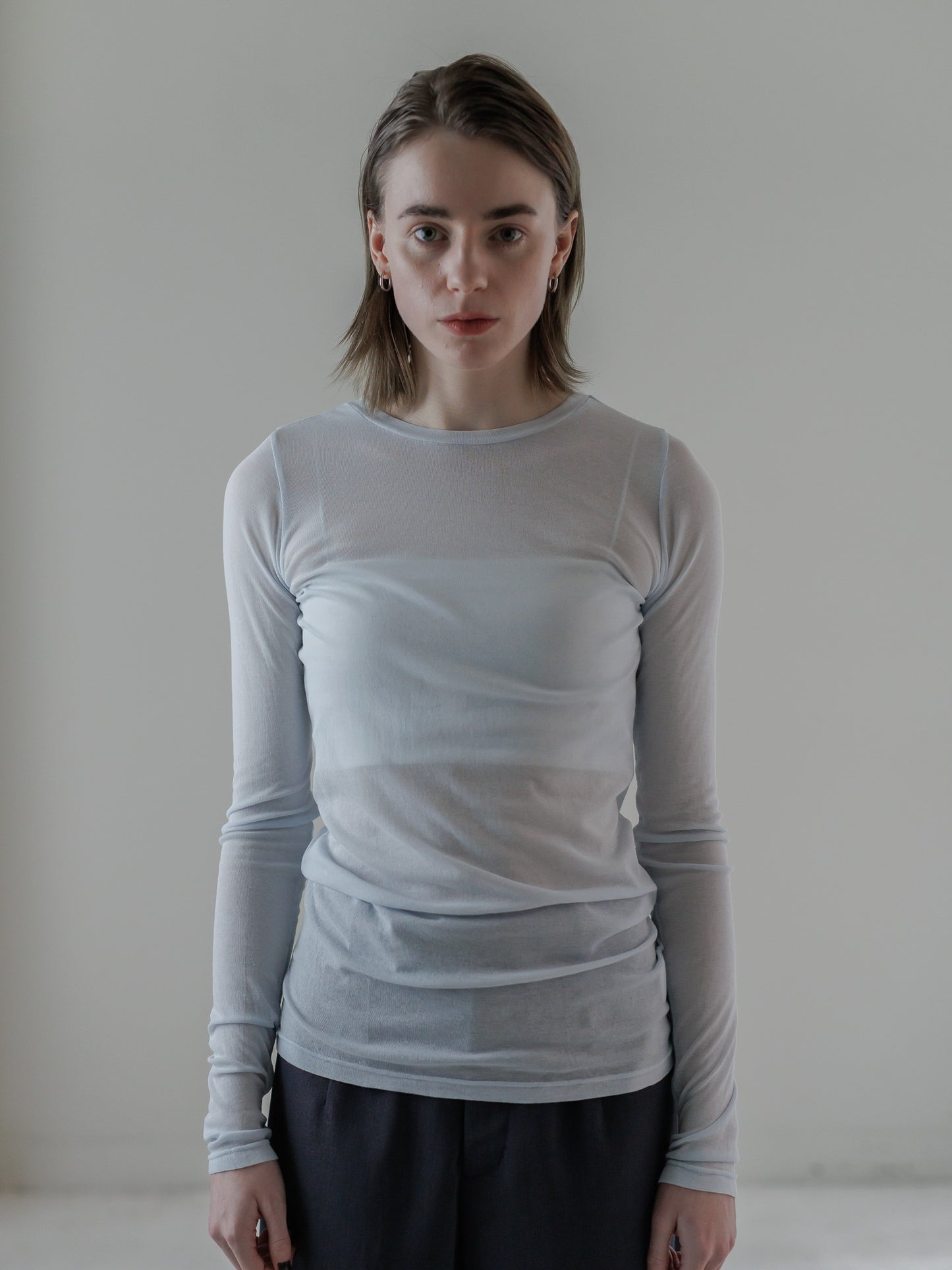 sheer tops - ice blue