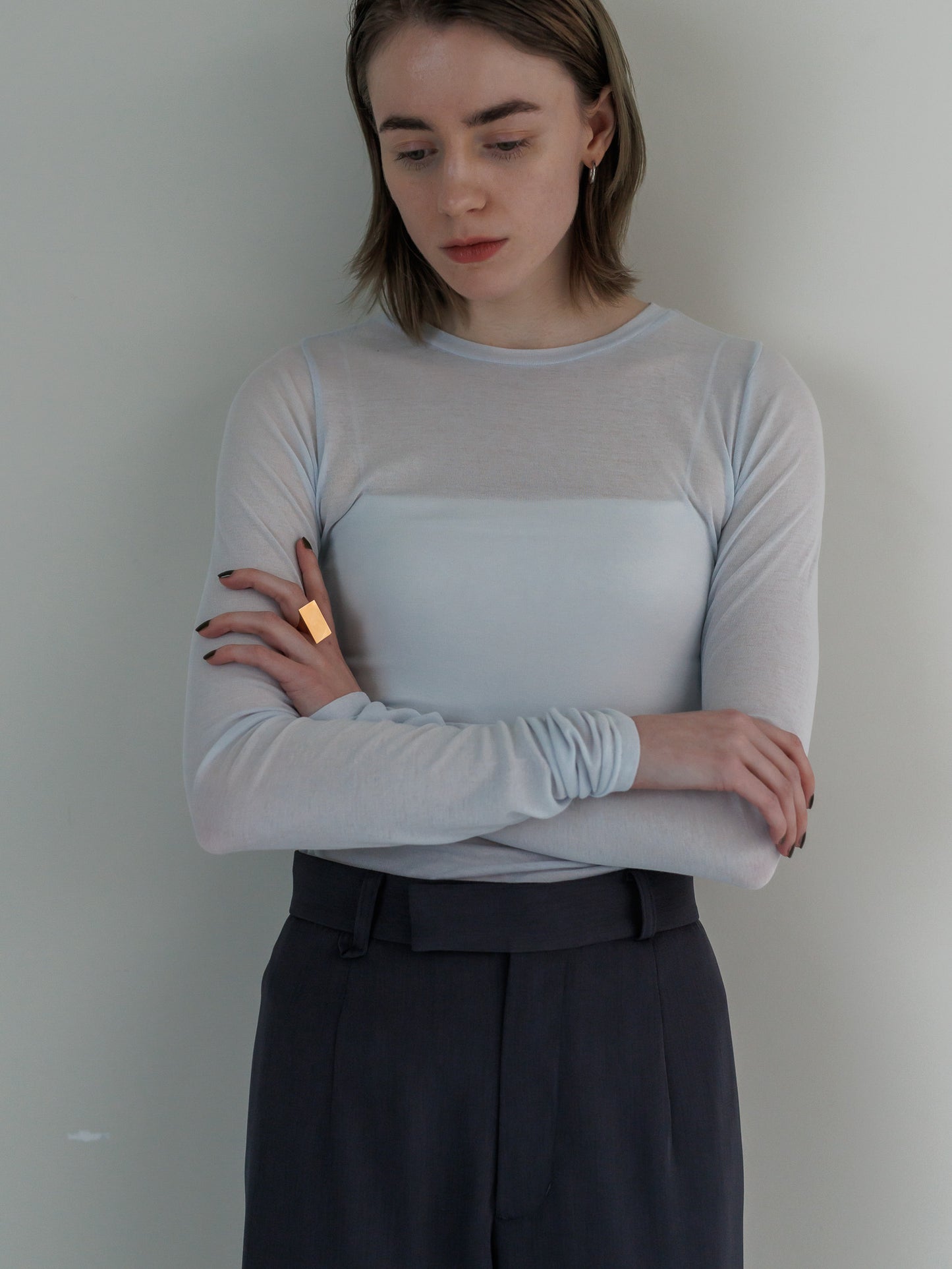 sheer tops - ice blue