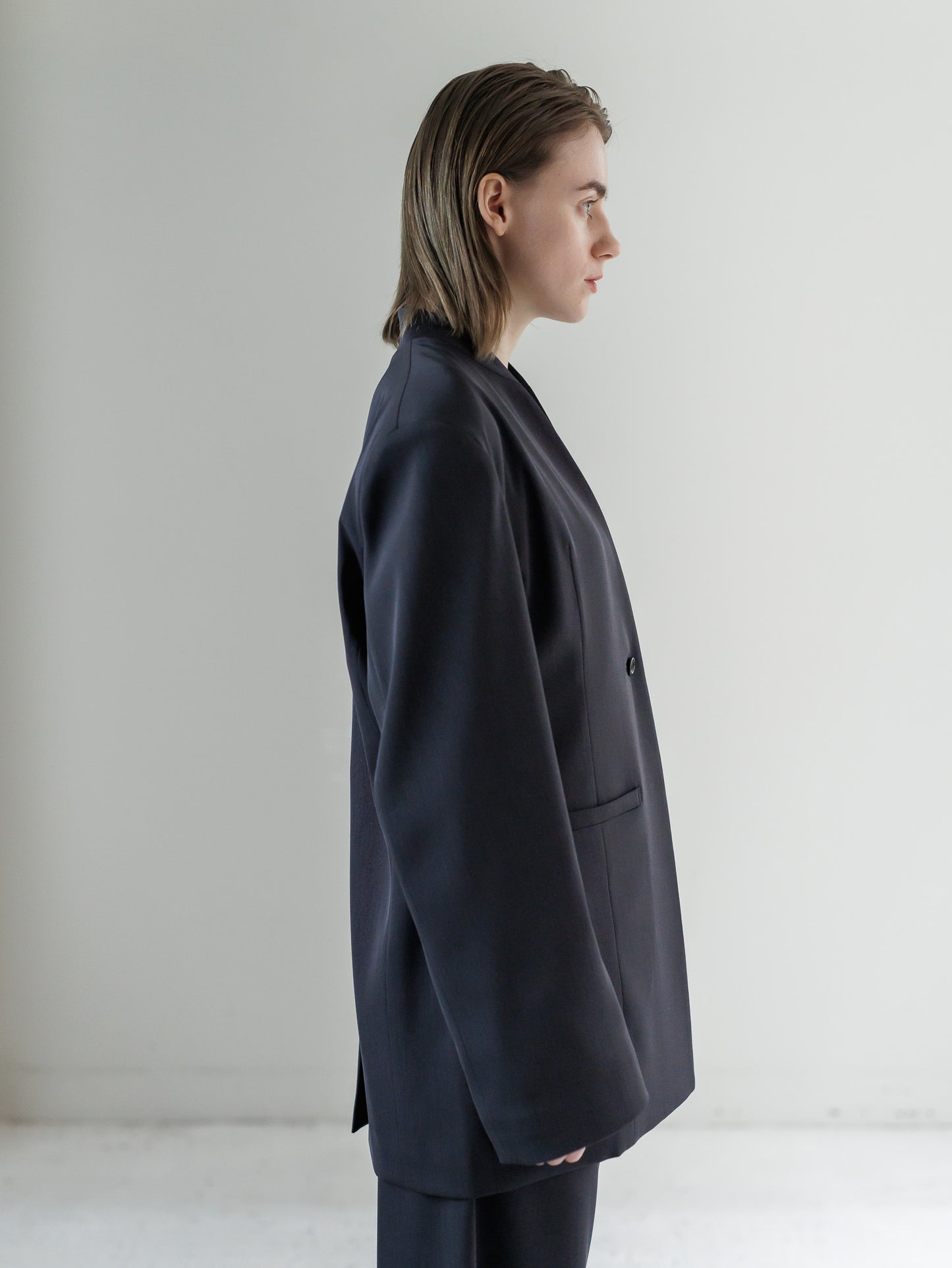 collarless jacket Vol.5 - navy