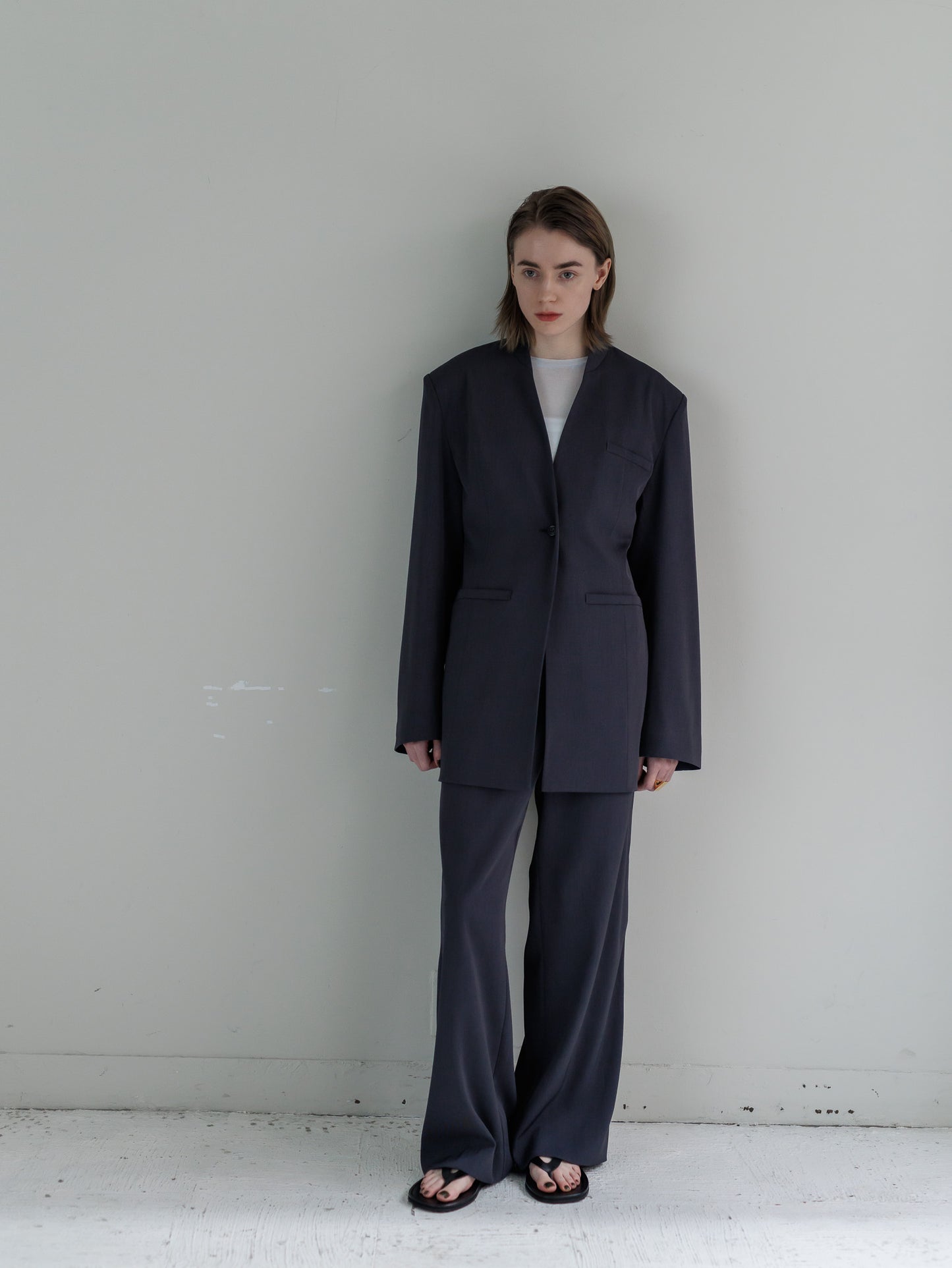 collarless jacket Vol.5 - navy
