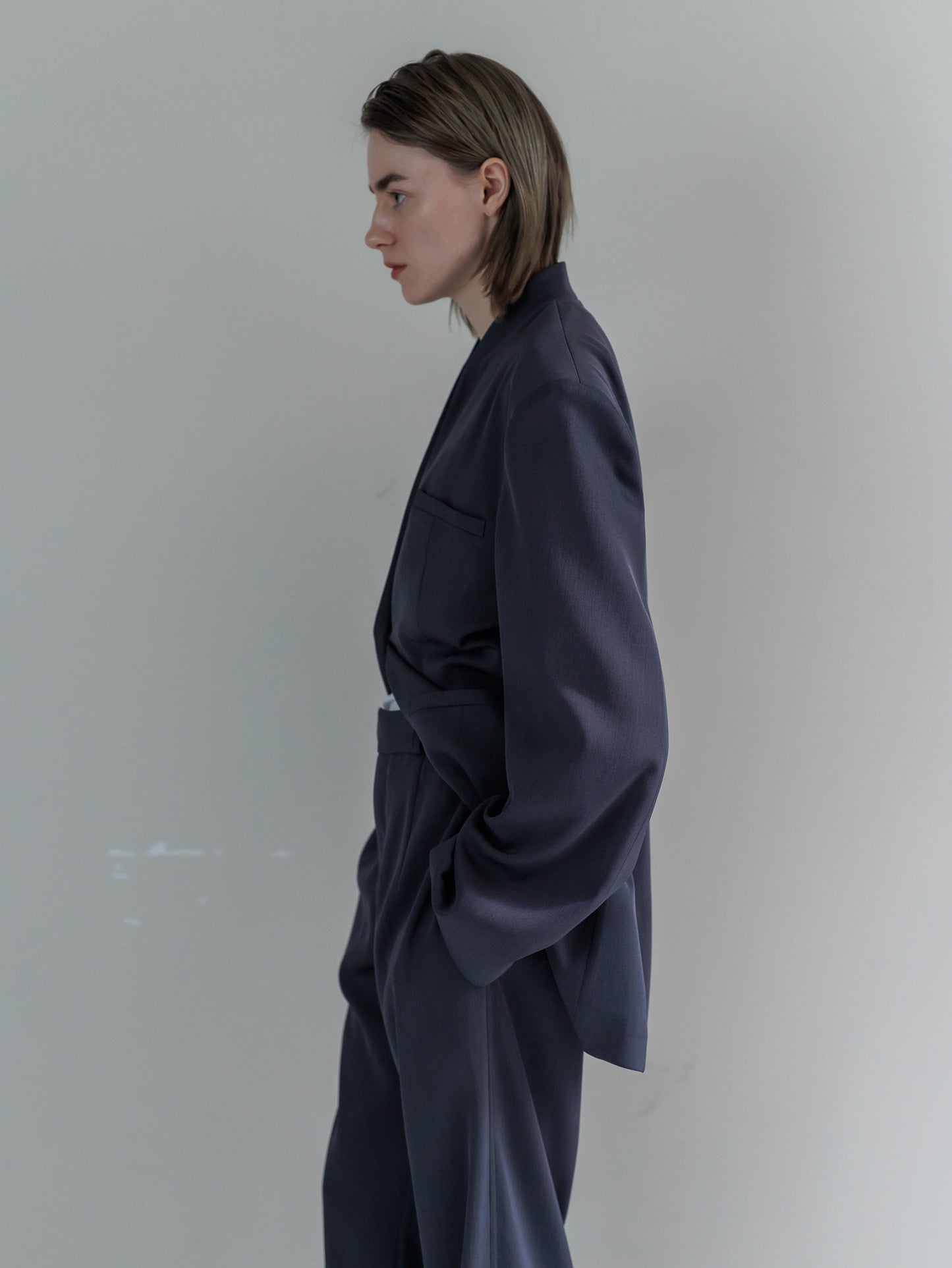 collarless jacket Vol.5 - navy
