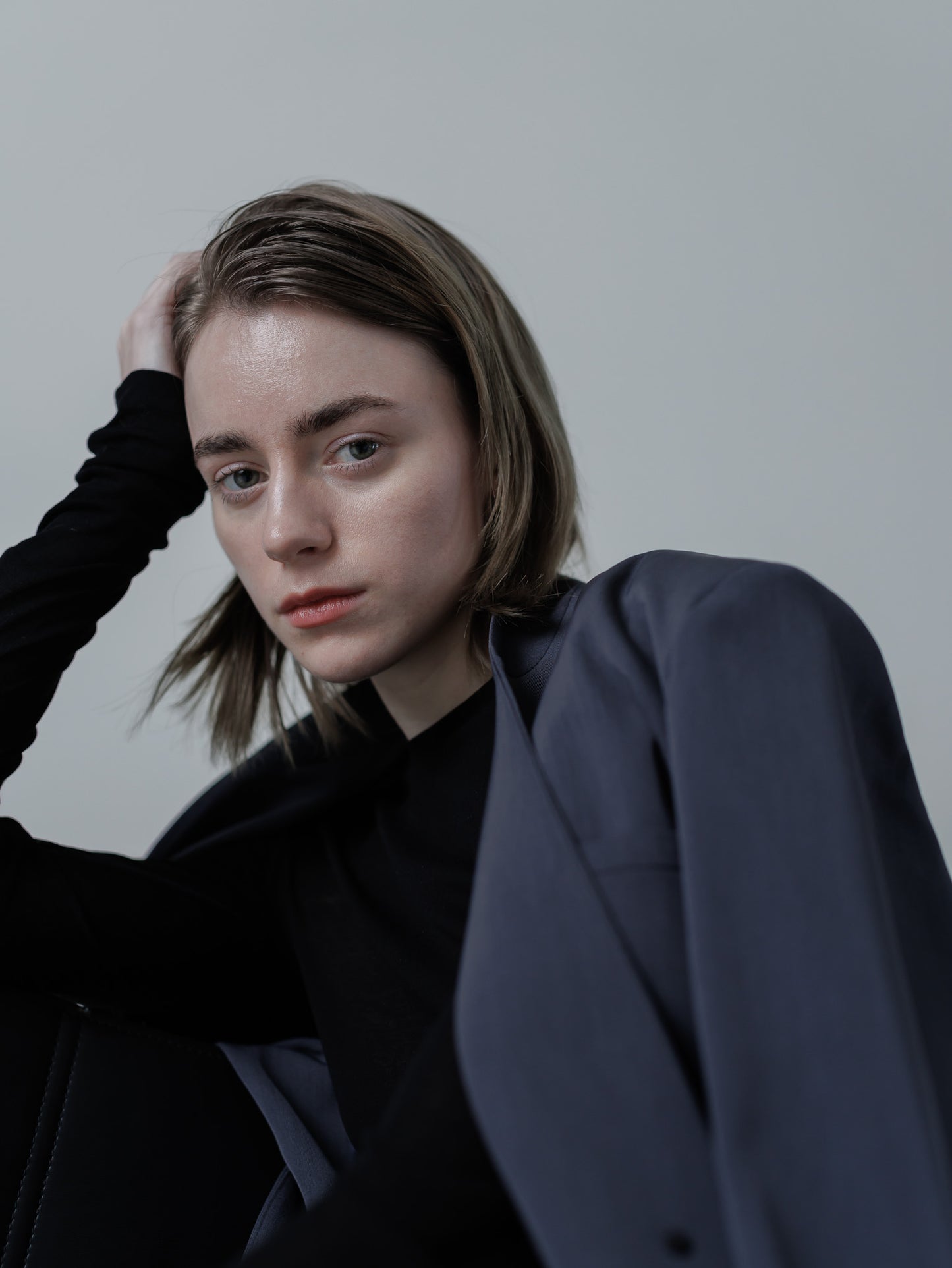 collarless jacket Vol.5 - navy