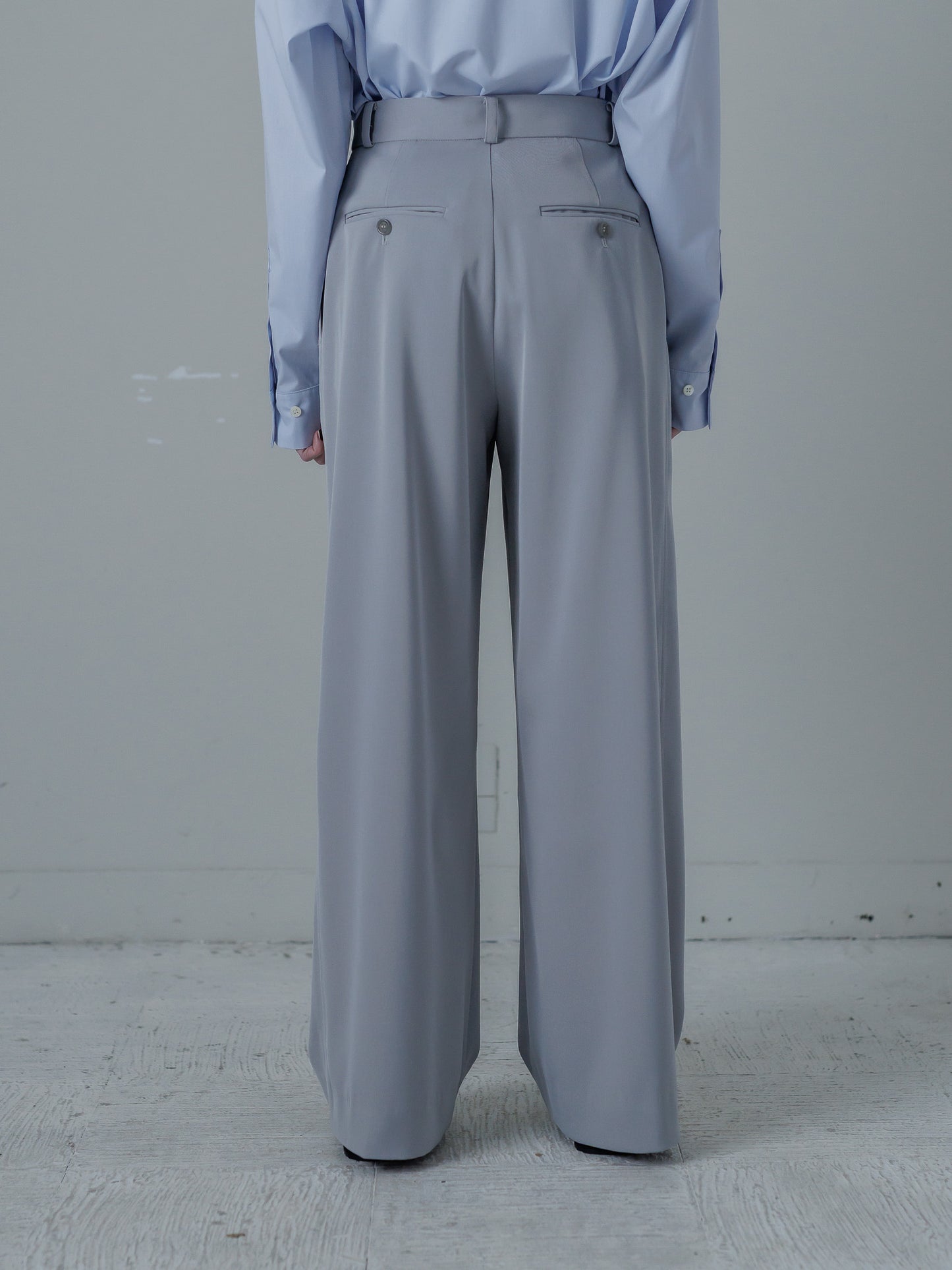 relax slacks pants - sax