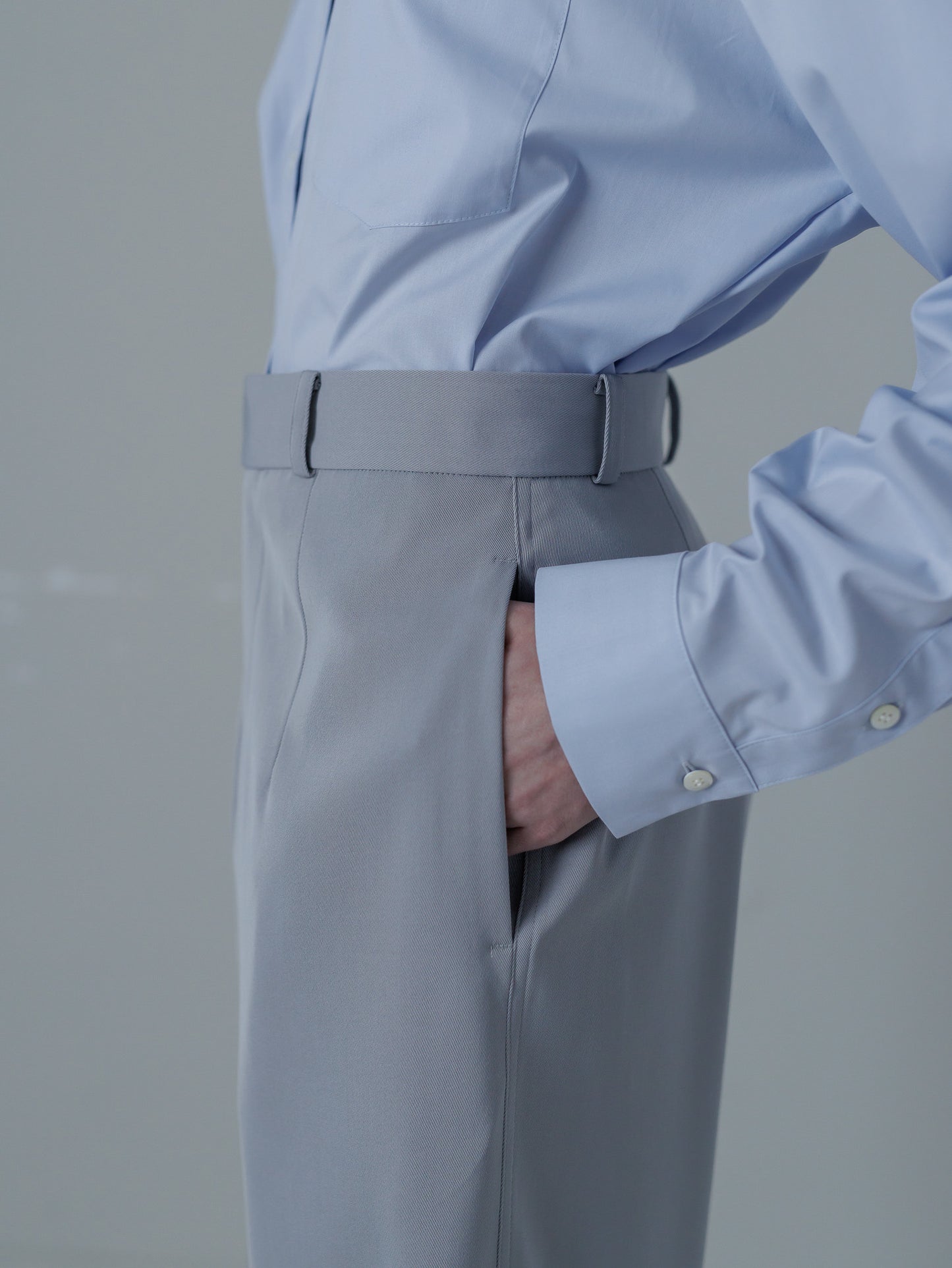 relax slacks pants - sax