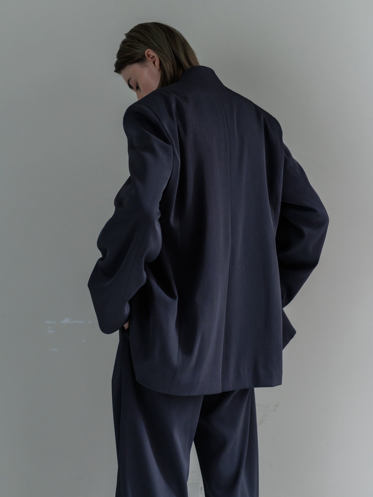 collarless jacket Vol.5 - navy