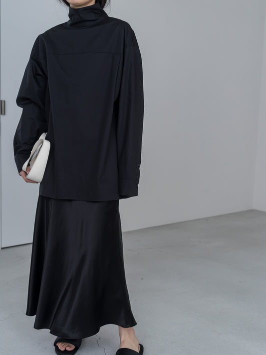 【pre order】satin flare skirt - black