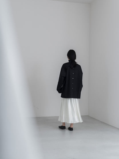 【pre order】satin flare skirt - white