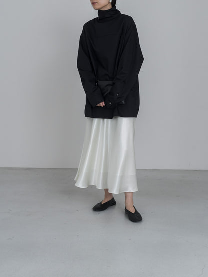 【pre order】satin flare skirt - white