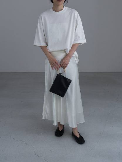 【pre order】satin flare skirt - white