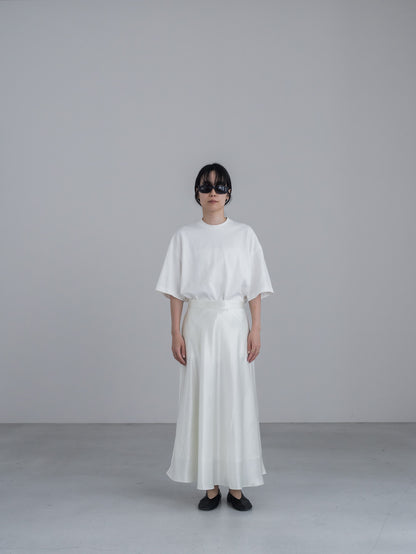 【pre order】satin flare skirt - white