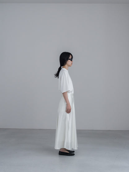 【pre order】satin flare skirt - white