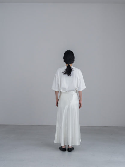 【pre order】satin flare skirt - white