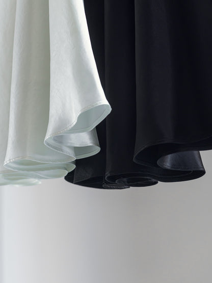 【pre order】satin flare skirt - white