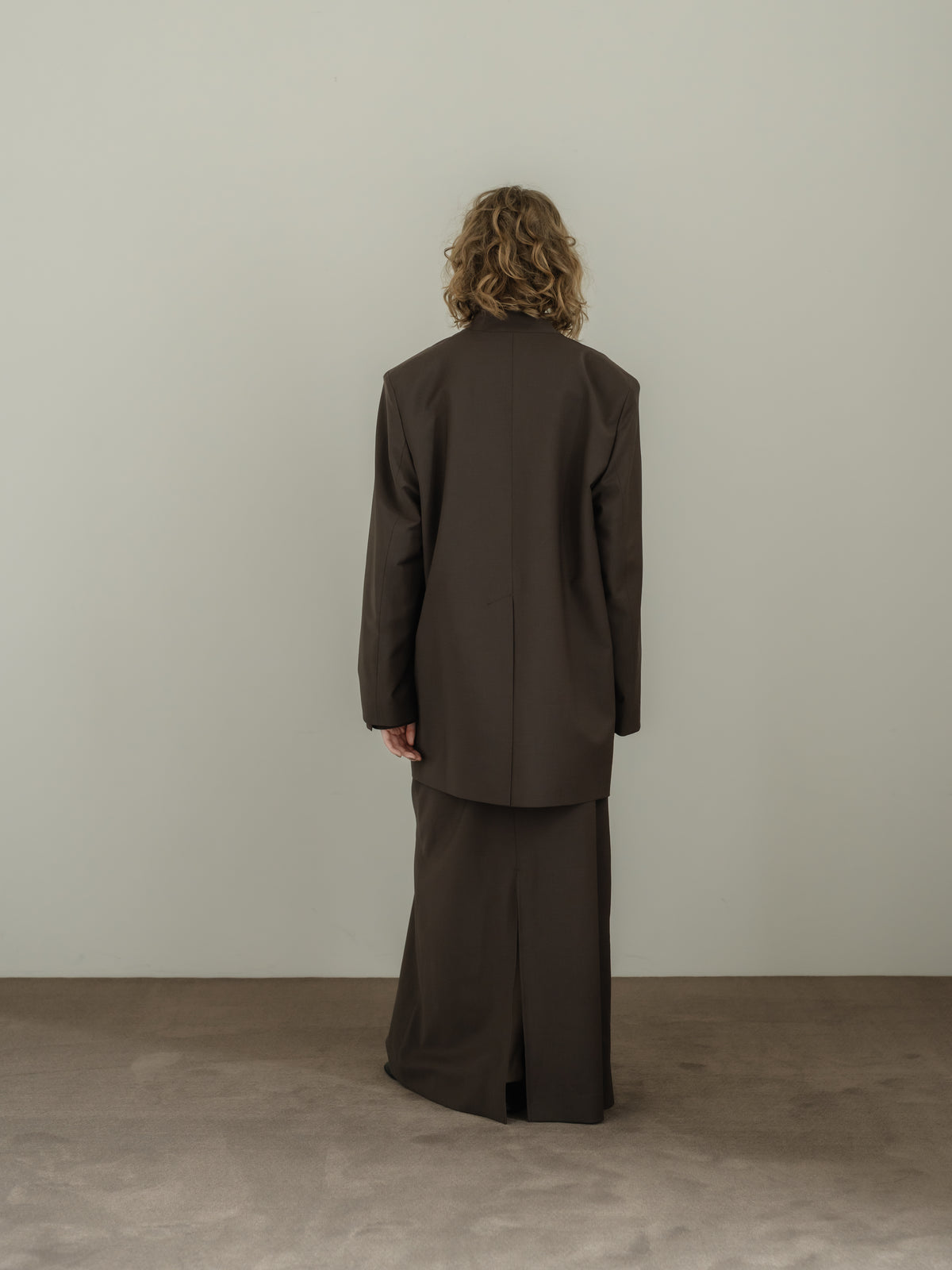 collarless long jacket