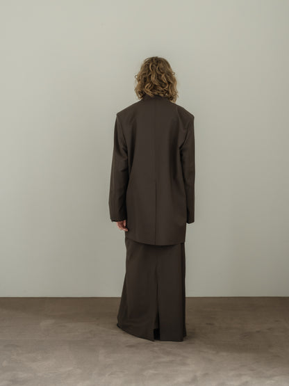 collarless long jacket