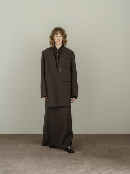 collarless long jacket
