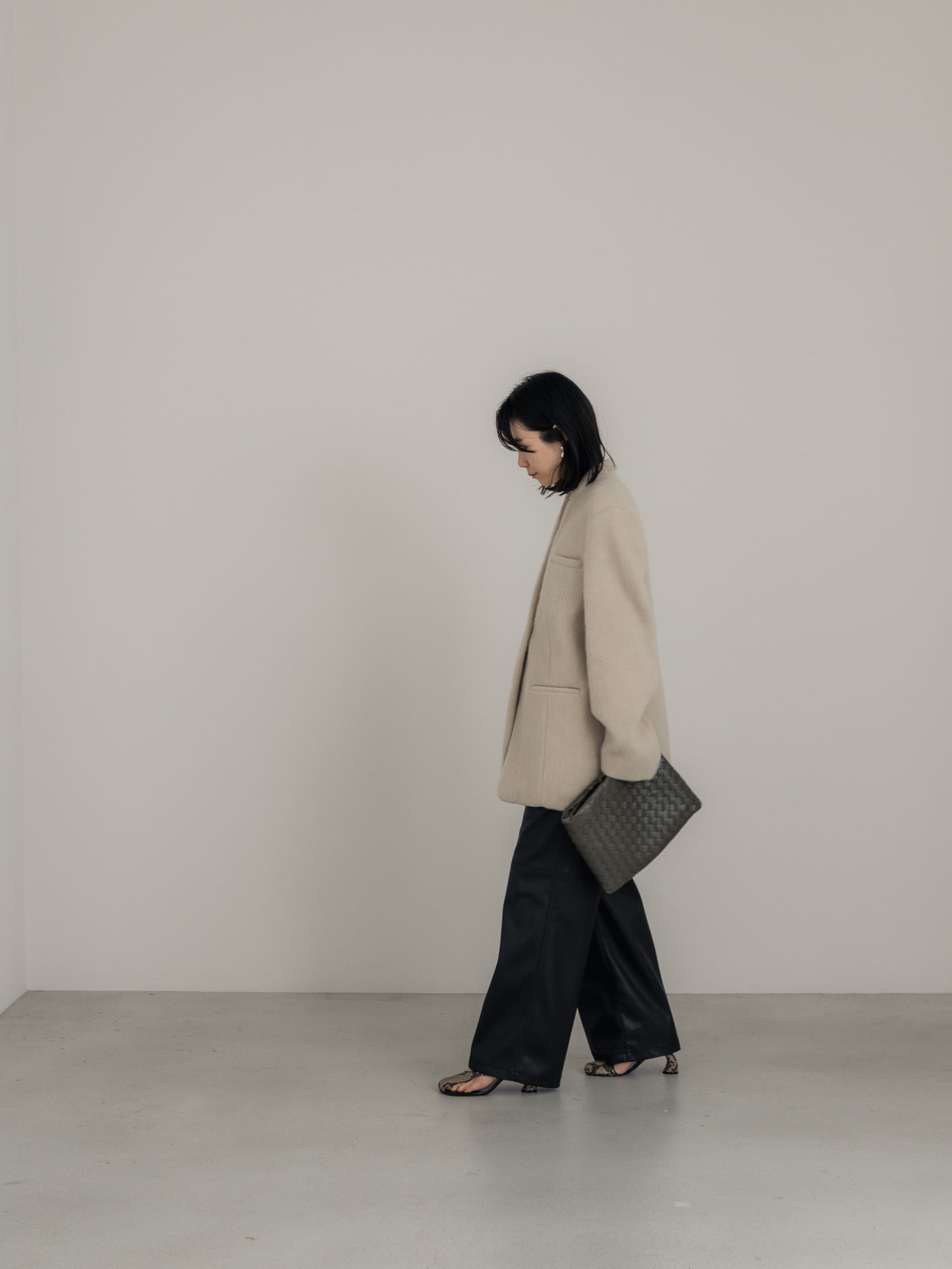 【pre order】leather pants - black