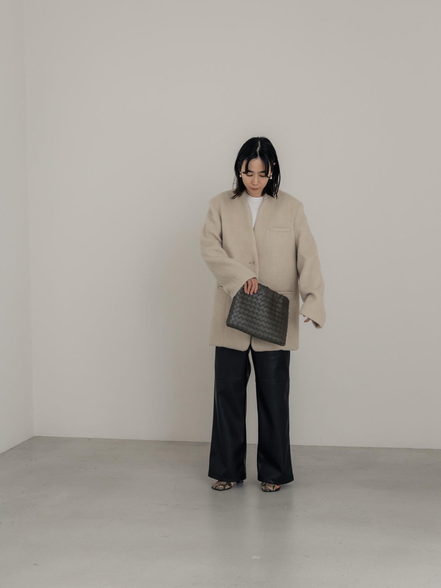 【pre order】leather pants - black