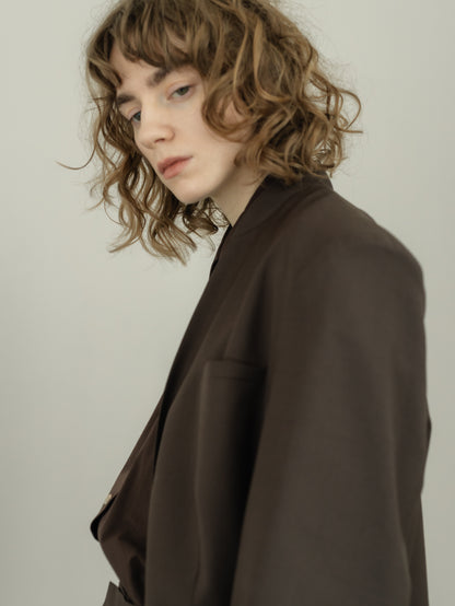 collarless long jacket