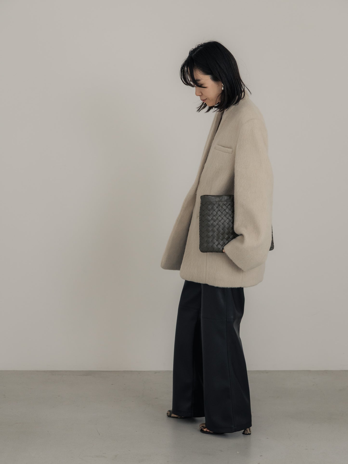 【pre order】leather pants - black