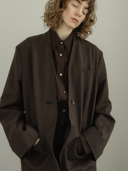 collarless long jacket