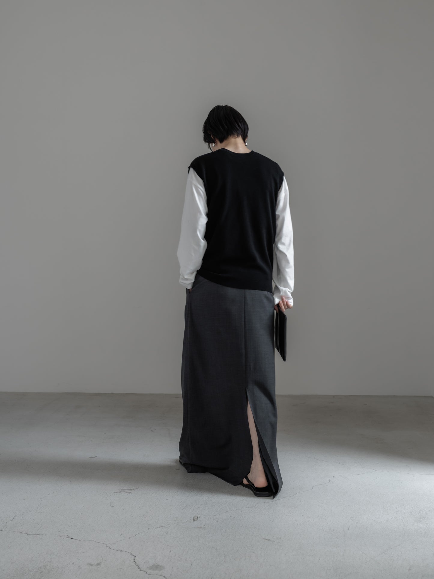 【pre order】tailored skirt (gray / black)