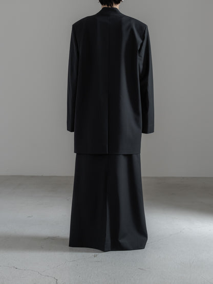 【pre order】collarless long jacket (charcoal gray / black)