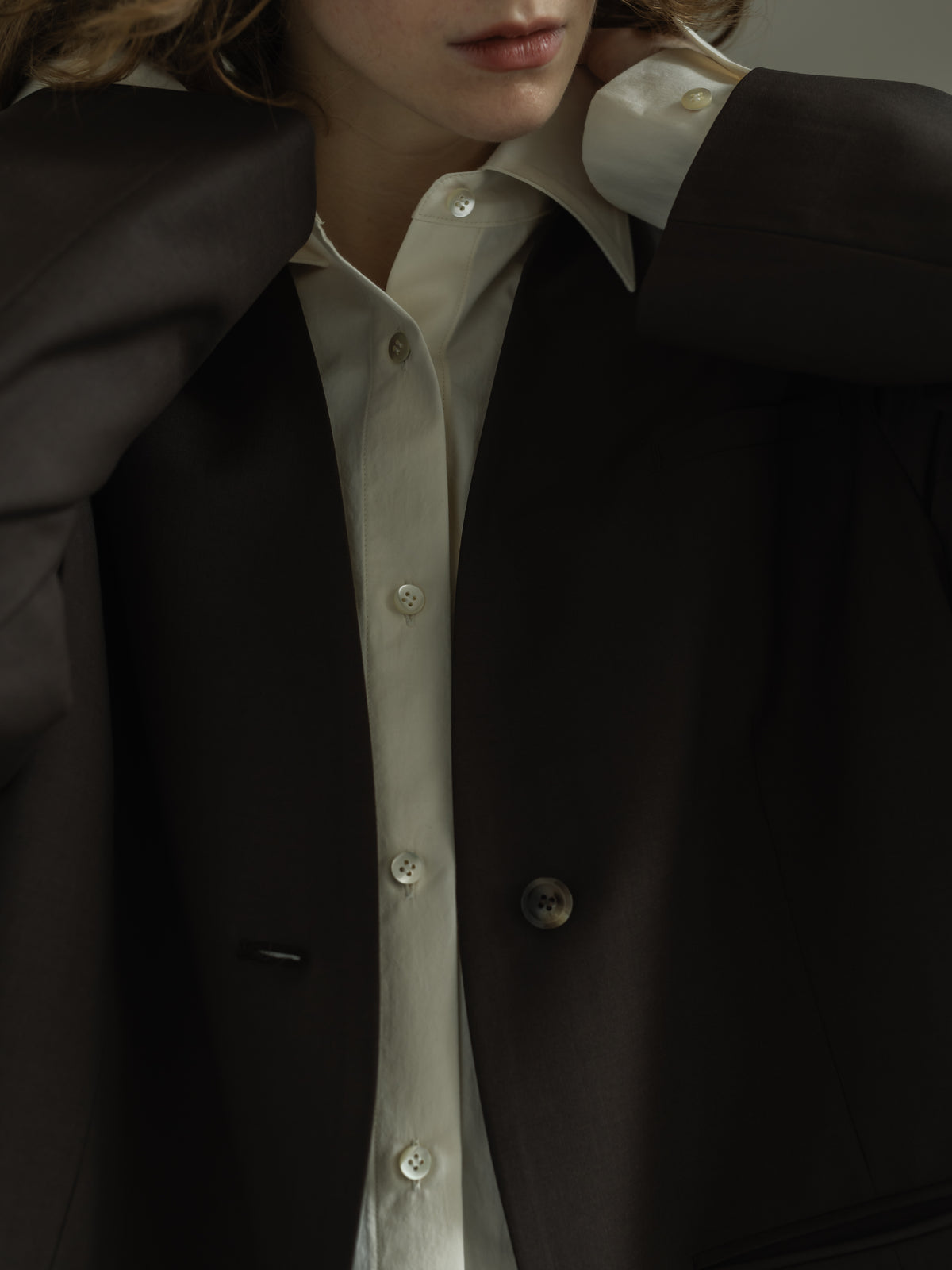collarless long jacket