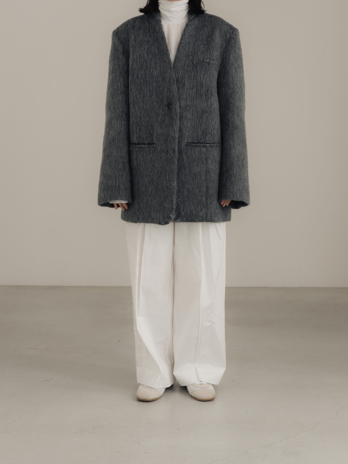 【pre order】shaggy  jacket coat - gray