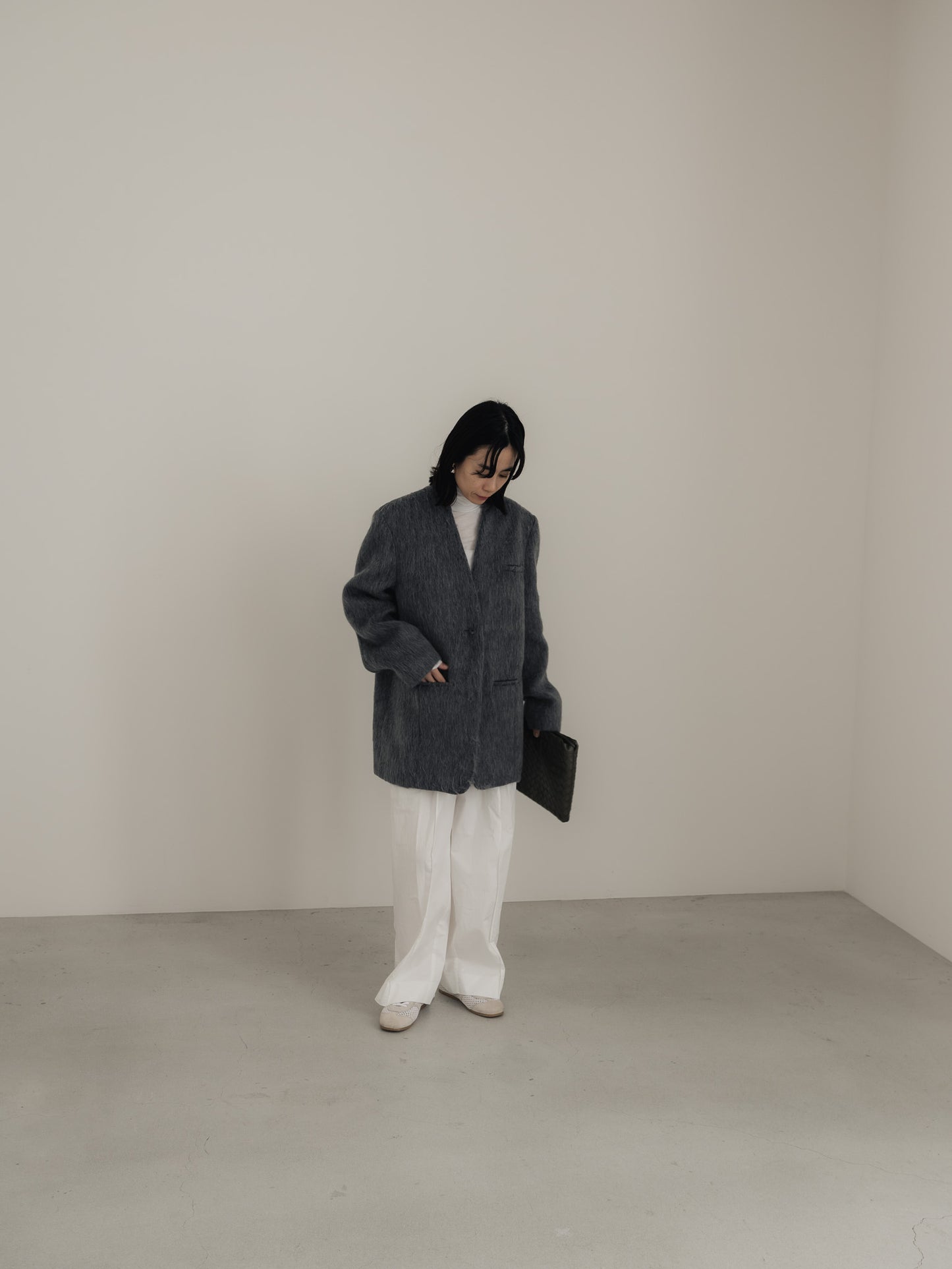 【pre order】shaggy  jacket coat - gray