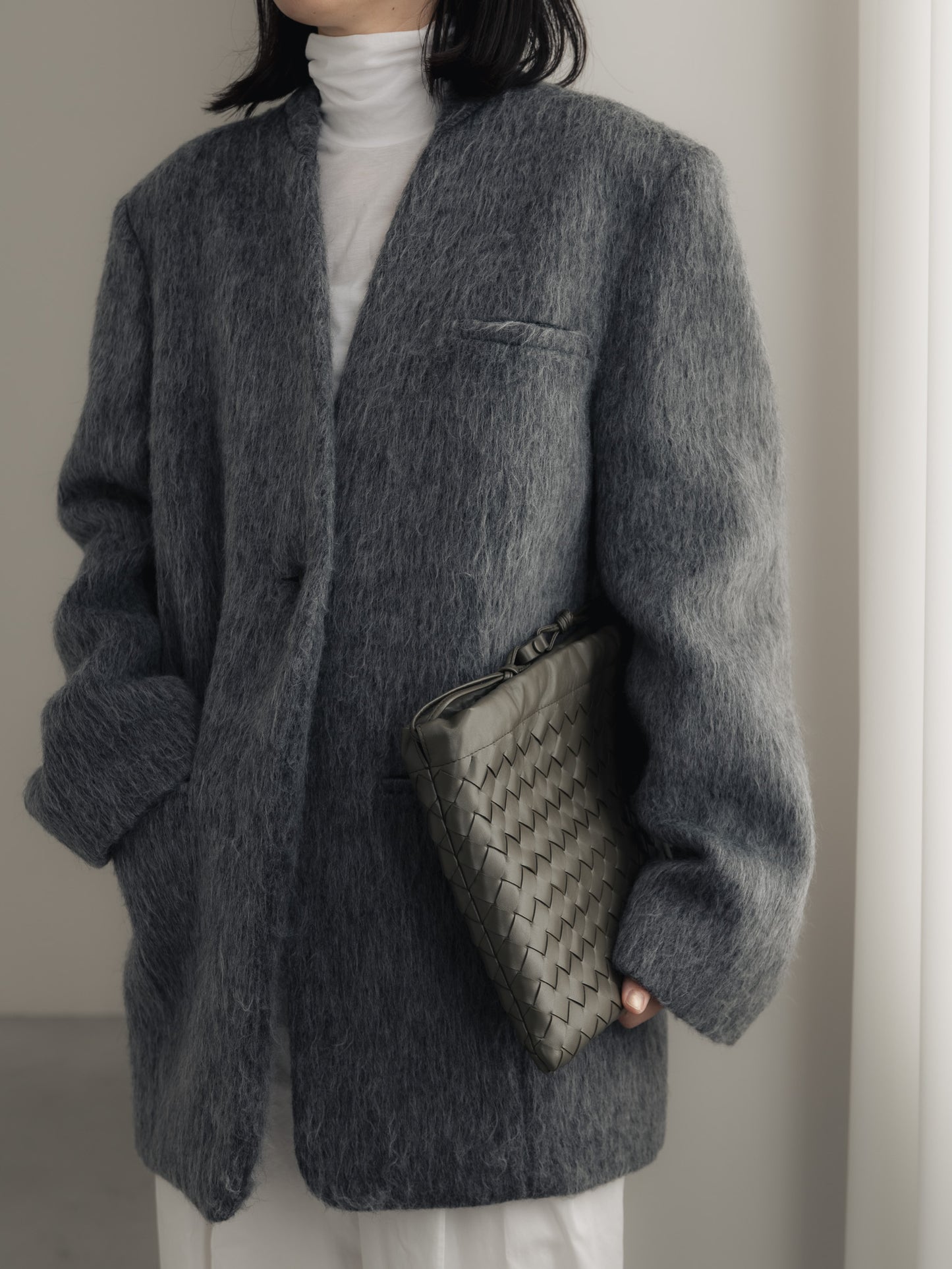【pre order】shaggy  jacket coat - gray