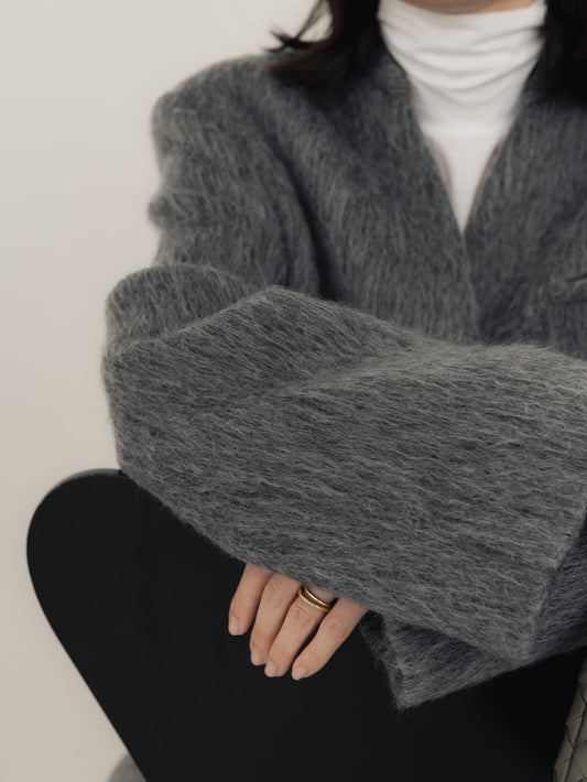 【pre order】shaggy  jacket coat - gray