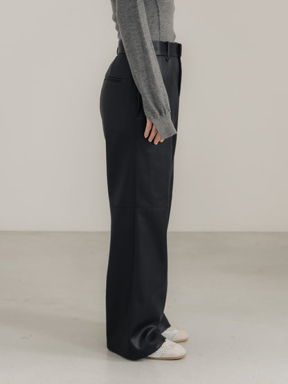 【pre order】leather pants - black