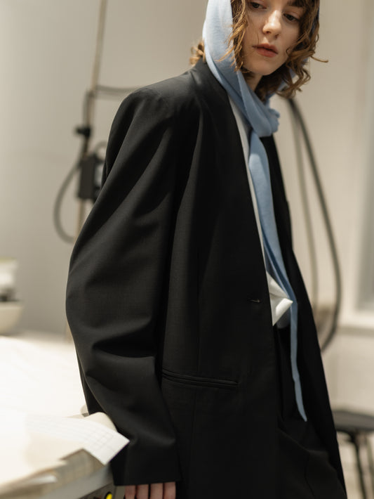 collarless long jacket