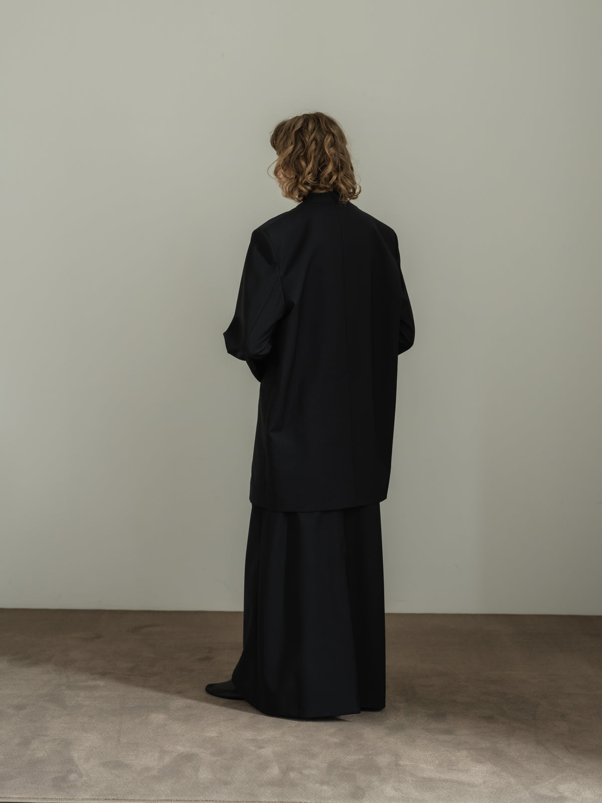 collarless long jacket