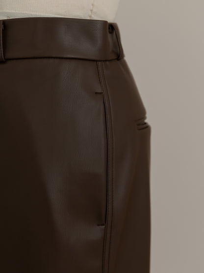 【pre order】leather pants - brown