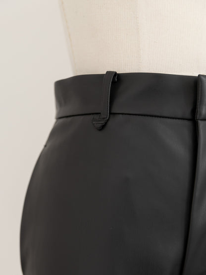 【pre order】leather pants - black